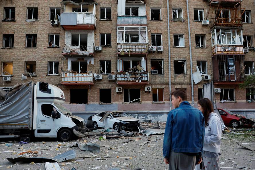 Aftermath of a Russian missile and drone attack in Kyiv