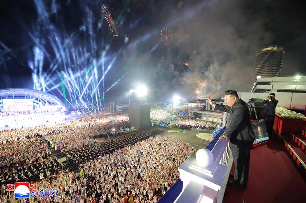 North Korean leader Kim Jong Un attends a ceremony to celebrate the completion of the Wonsan Kalma Coastal Tourist Zone