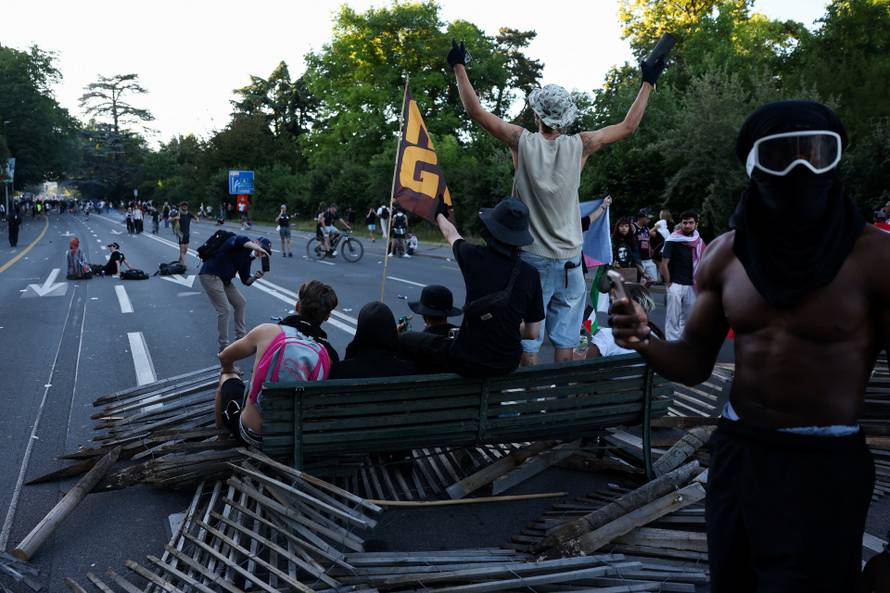 Protest against the upcoming G7 summit in Evian-les-Bains in France, in Geneva