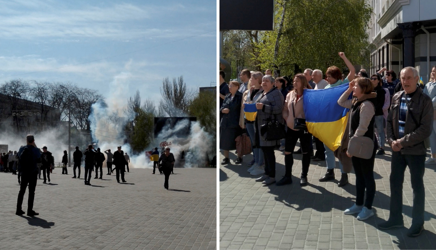 Ruske snage suzavcem i šok granatama tjerale ukrajinske prosvjednike u Hersonu