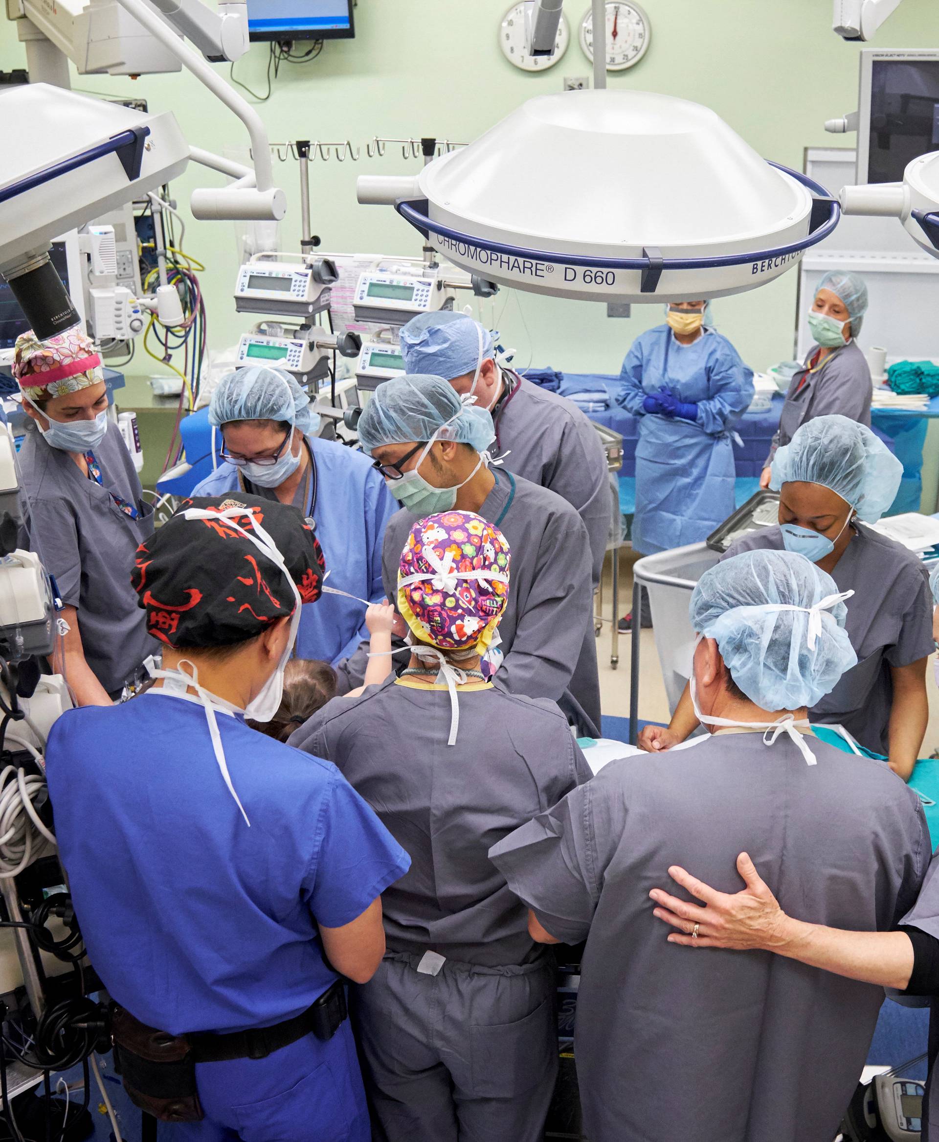 Handout photo of separation surgery of conjoined twins Erika and Eva Sandoval  in Palo Alto, California