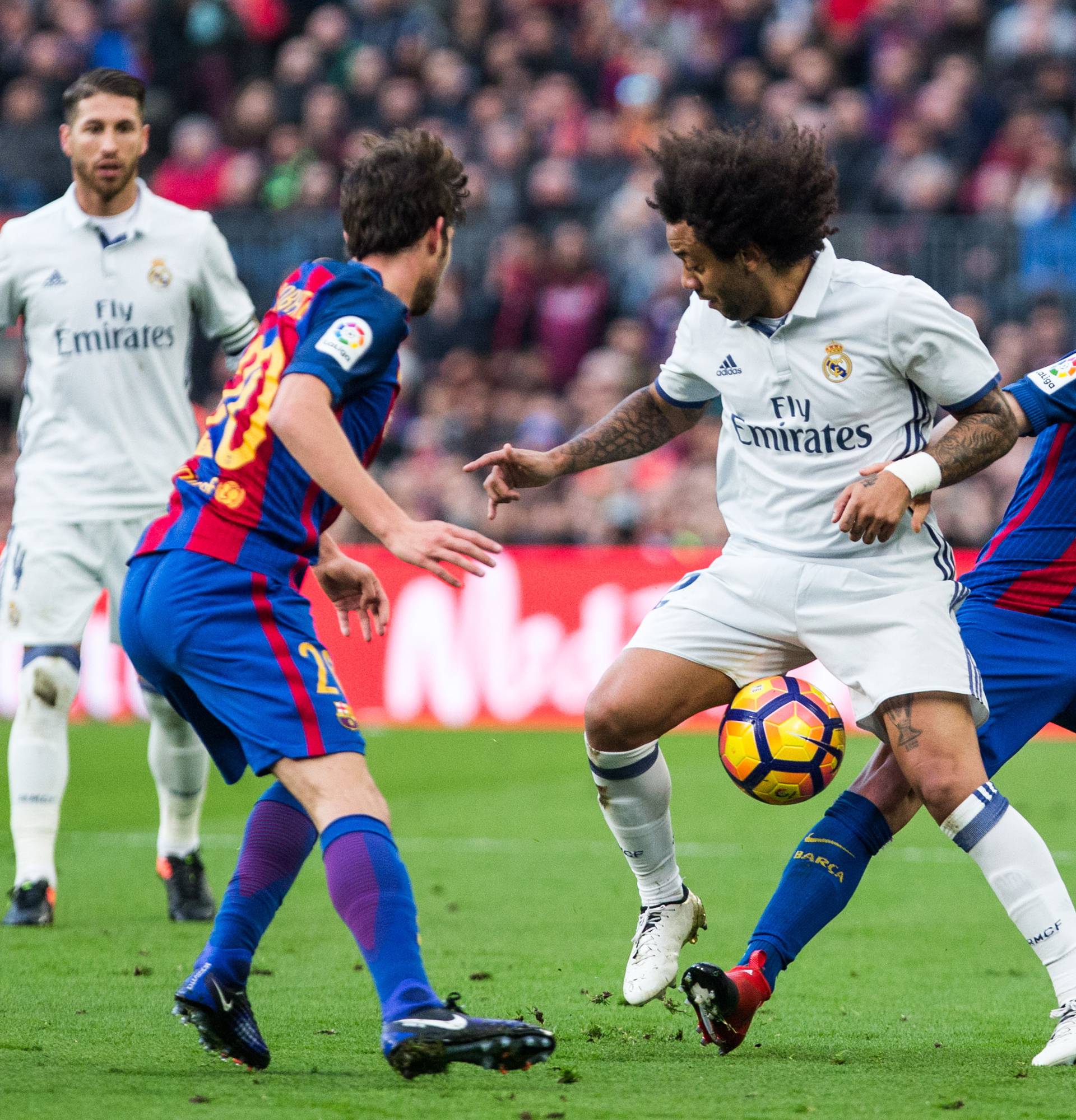 Match of La Liga between  Futbol Club Barcelona and Real Madrid  at Camp Nou Stadium