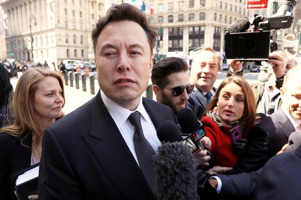 FILE PHOTO: Tesla CEO Elon Musk arrives at Manhattan federal court for a hearing on his fraud settlement with the Securities and Exchange Commission (SEC) in New York