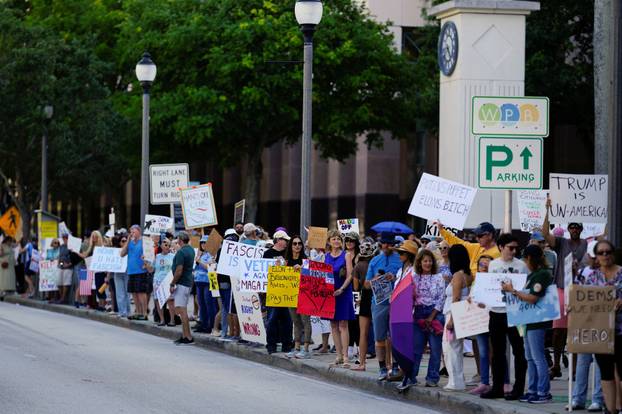 Anti-Trump 'Hands Off!' protest in West Palm Beach, Florida