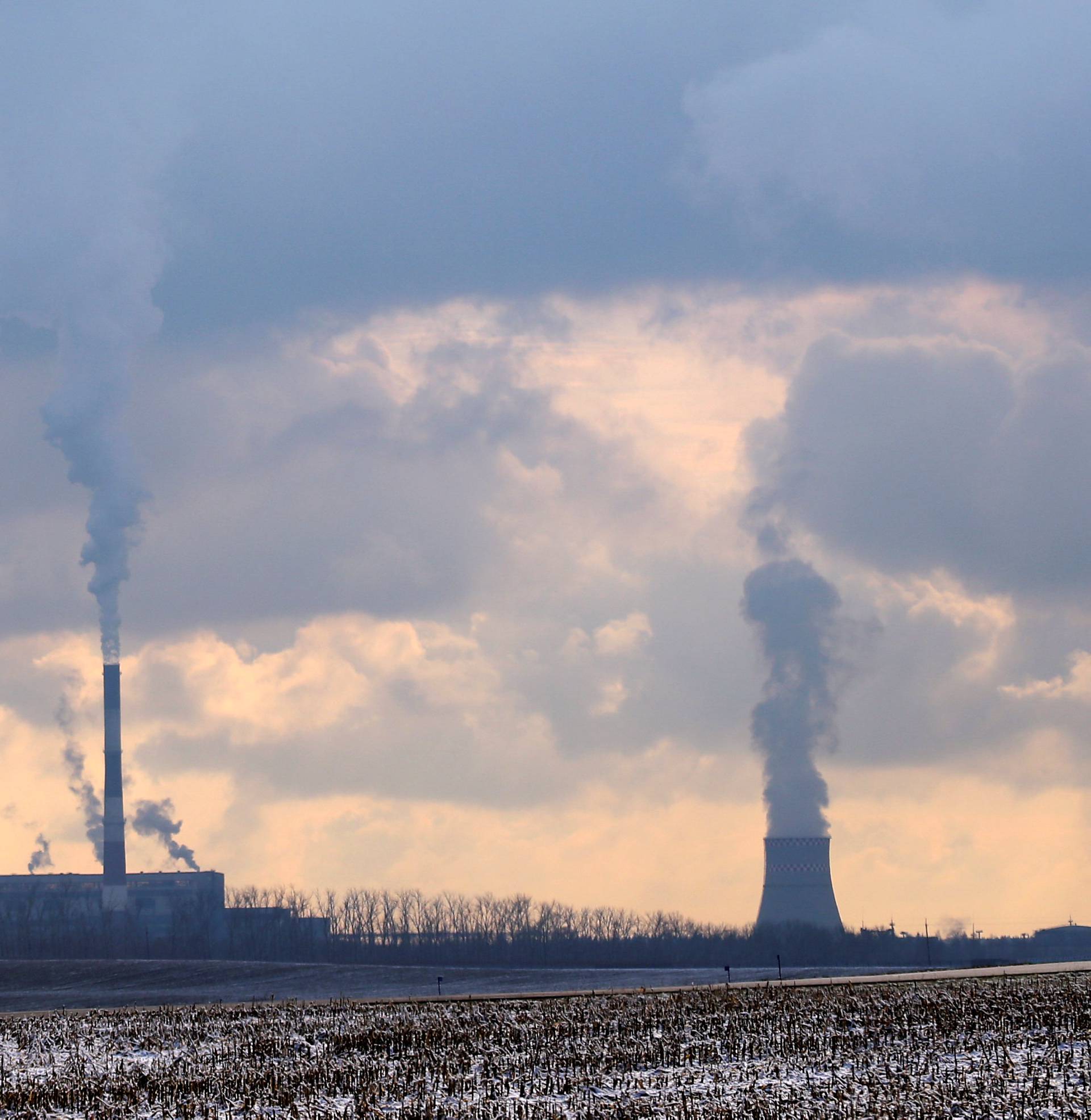 A gas fired power station is seen during a windless day on the outskirts of Minsk