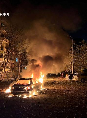 Aftermath of a Russian drone and air attack in Zaporizhzhia