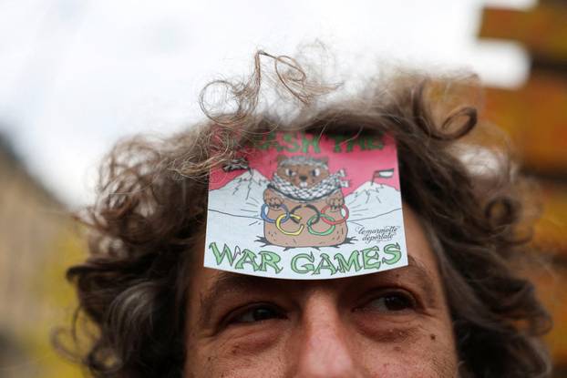 Demonstrators protest the 2026 Winter Olympics in Milan