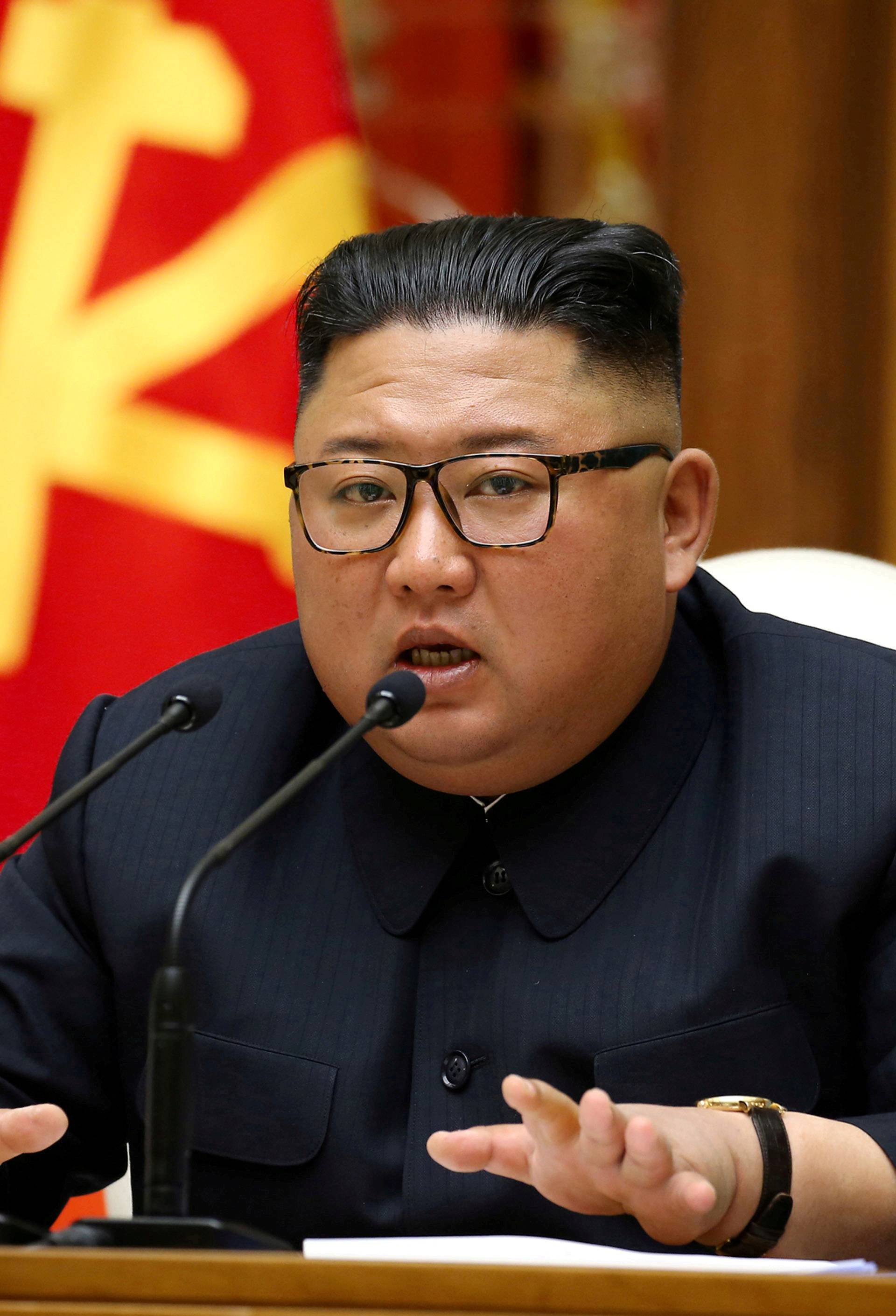 FILE PHOTO: North Korean leader Kim Jong Un takes part in a meeting of the Political Bureau of the Central Committee of the Workers' Party of Korea