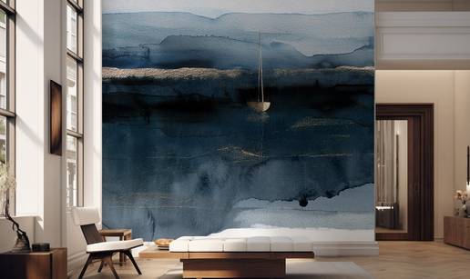 Boje Jadrana na tapetama: Dominantna tamnoplava lako se kombinira s drvom i lanom