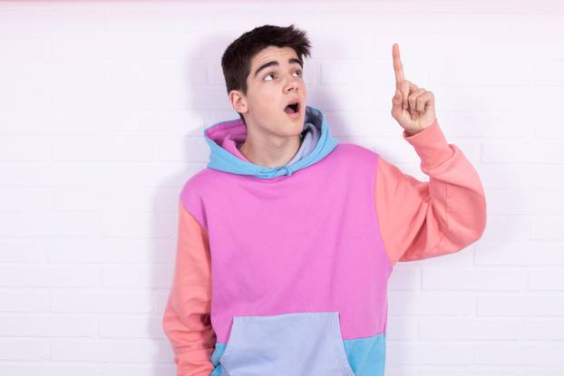 trendy young teenager boy isolated on white background