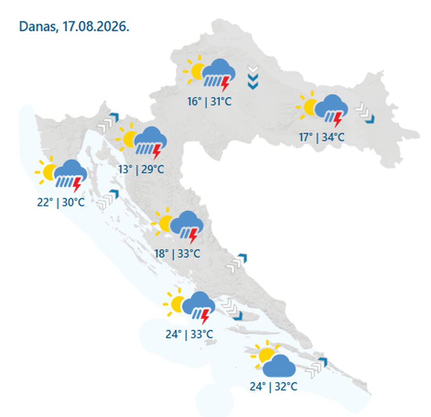 Stiže oluja, moguća je i tuča! Evo gdje će biti najgore. Za jednu regiju narančasti alarm