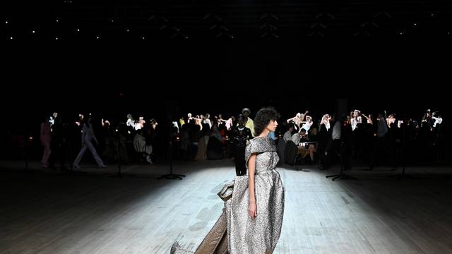 A model presents a creation from the Marc Jacobs Fall/Winter 2020 collection during New York Fashion Week