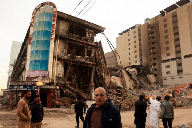Aftermath of fire in a shopping mall in Karachi