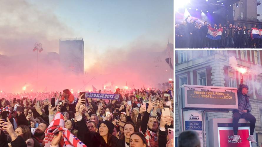 Deseci tisuća ljudi dočekali su srebrne! Trgom se orile pjesme, navijači zapalili desetak baklji