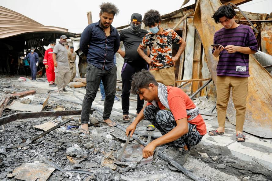 Fire at al-Hussain coronavirus hospital in Nassiriya, Iraq