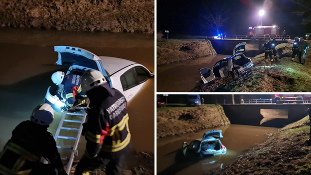 Autom sletio u potok, izvlačilo ga pet vatrogasaca