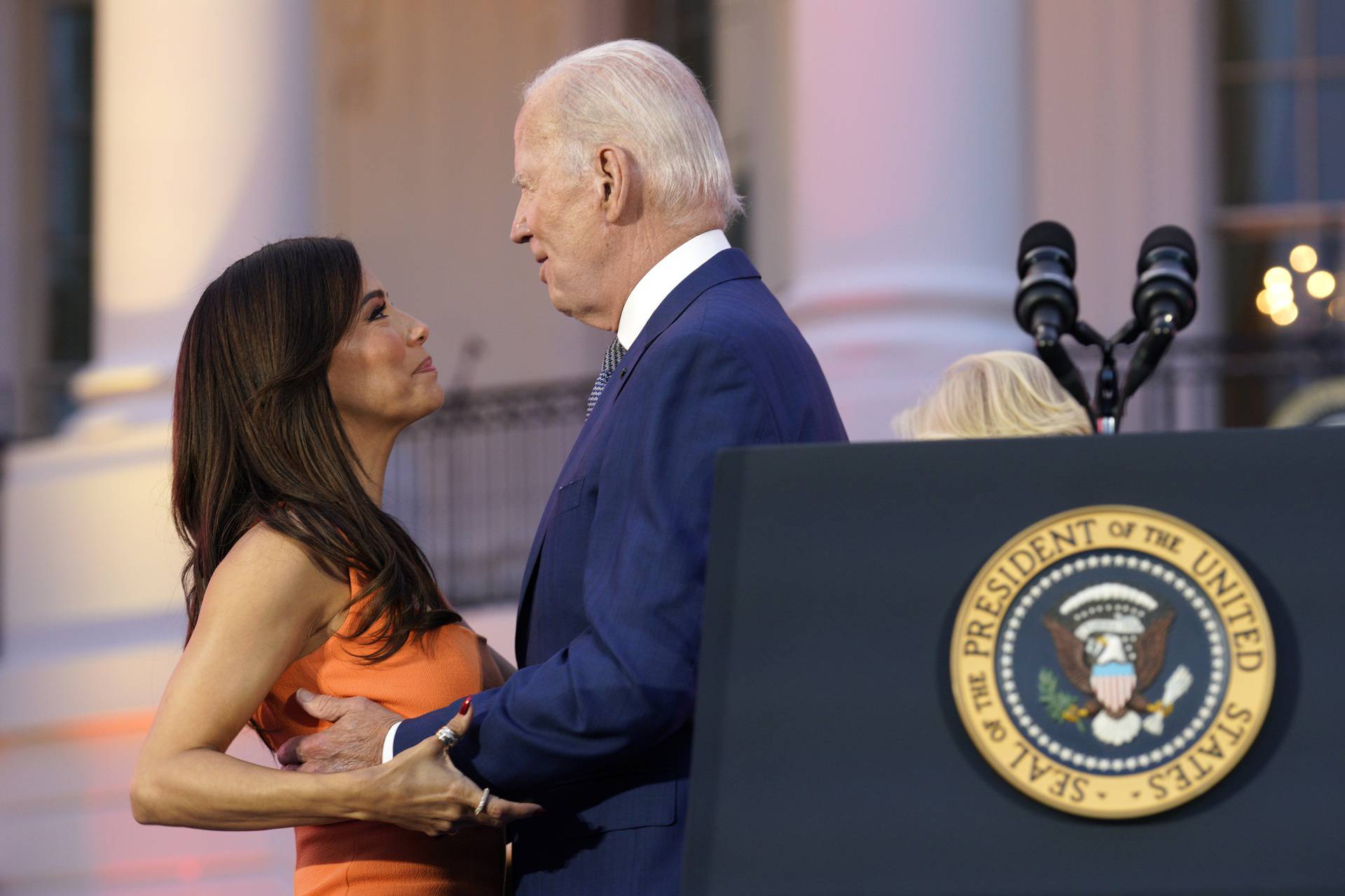 President Biden with Eva Longoria at a screening of the movie Flamin Hot