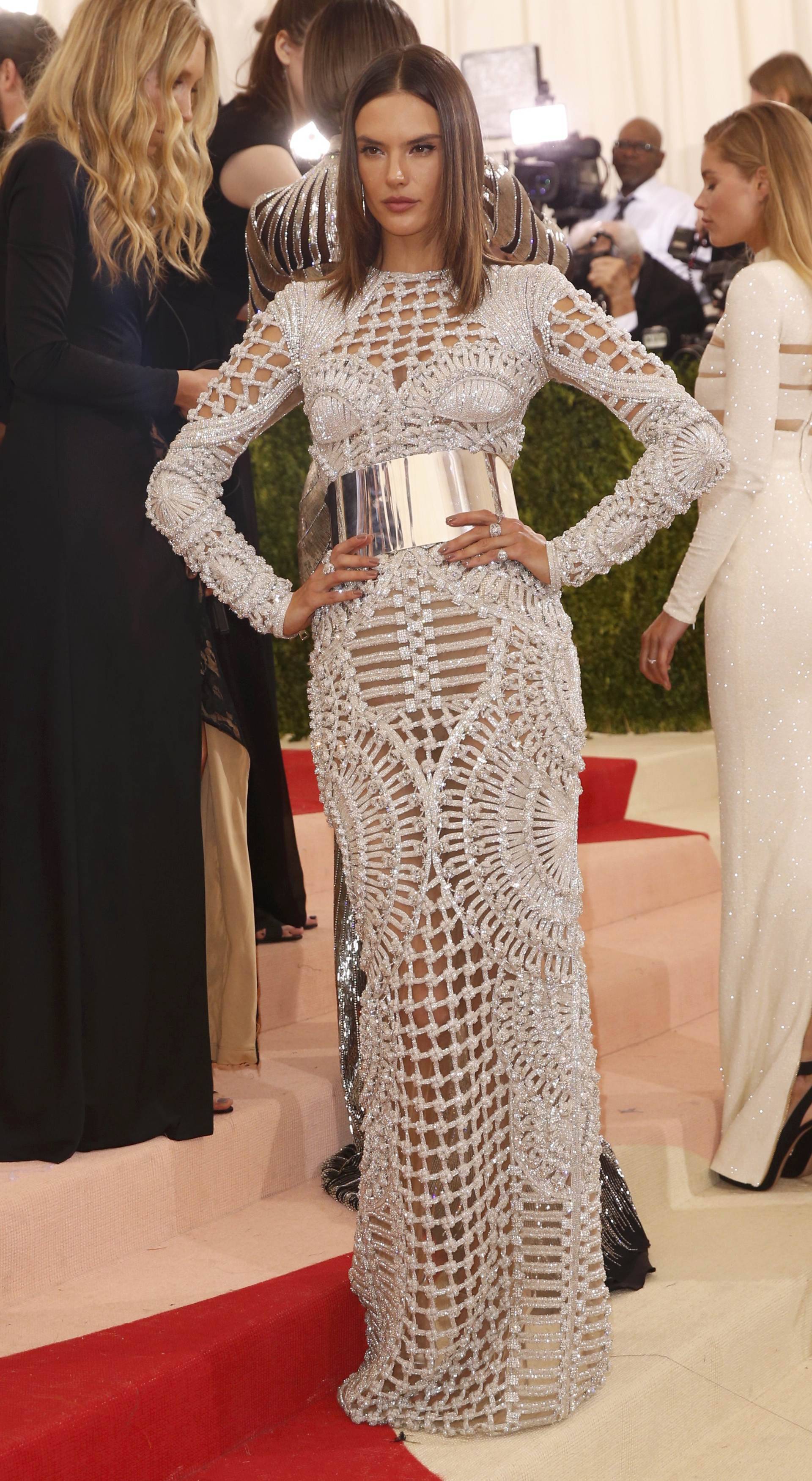 Model Alessandra Ambrosio arrives at the Met Gala in New York