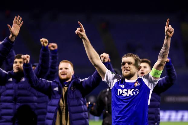 Zagreb: Slavlje igra&ccaron;a Dinama nakon 2:0 pobjede u prvom susuretu 1/8 finala UEFA Konferencijske lige protiv PAOK-a