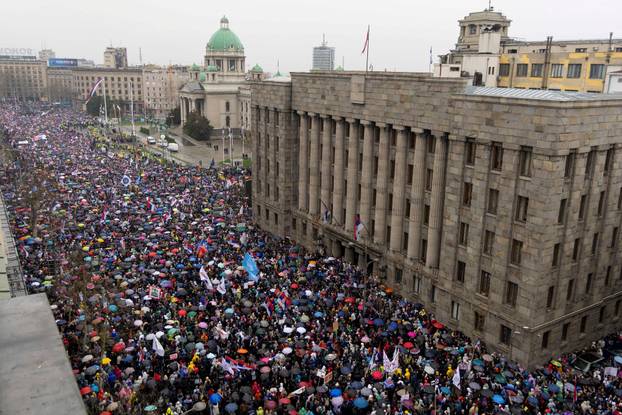 Protest over the fatal November 2024 Novi Sad railway station roof collapse, in Belgrade