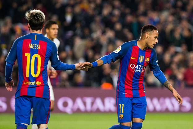 Match of La Liga between  Futbol Club Barcelona and Real Madrid  at Camp Nou Stadium