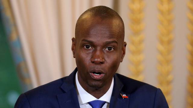 FILE PHOTO: Haitian President Moise Jovenel speaks during a press conference at the Elysee Palace in Paris