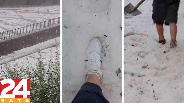 Kad ljeto postane zima: Talijani lopatama zgrću led nakon tuče