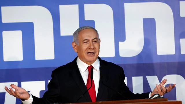 Israeli Prime minister Benjamin Netanyahu delivers a statement to the media in his residency in Jerusalem