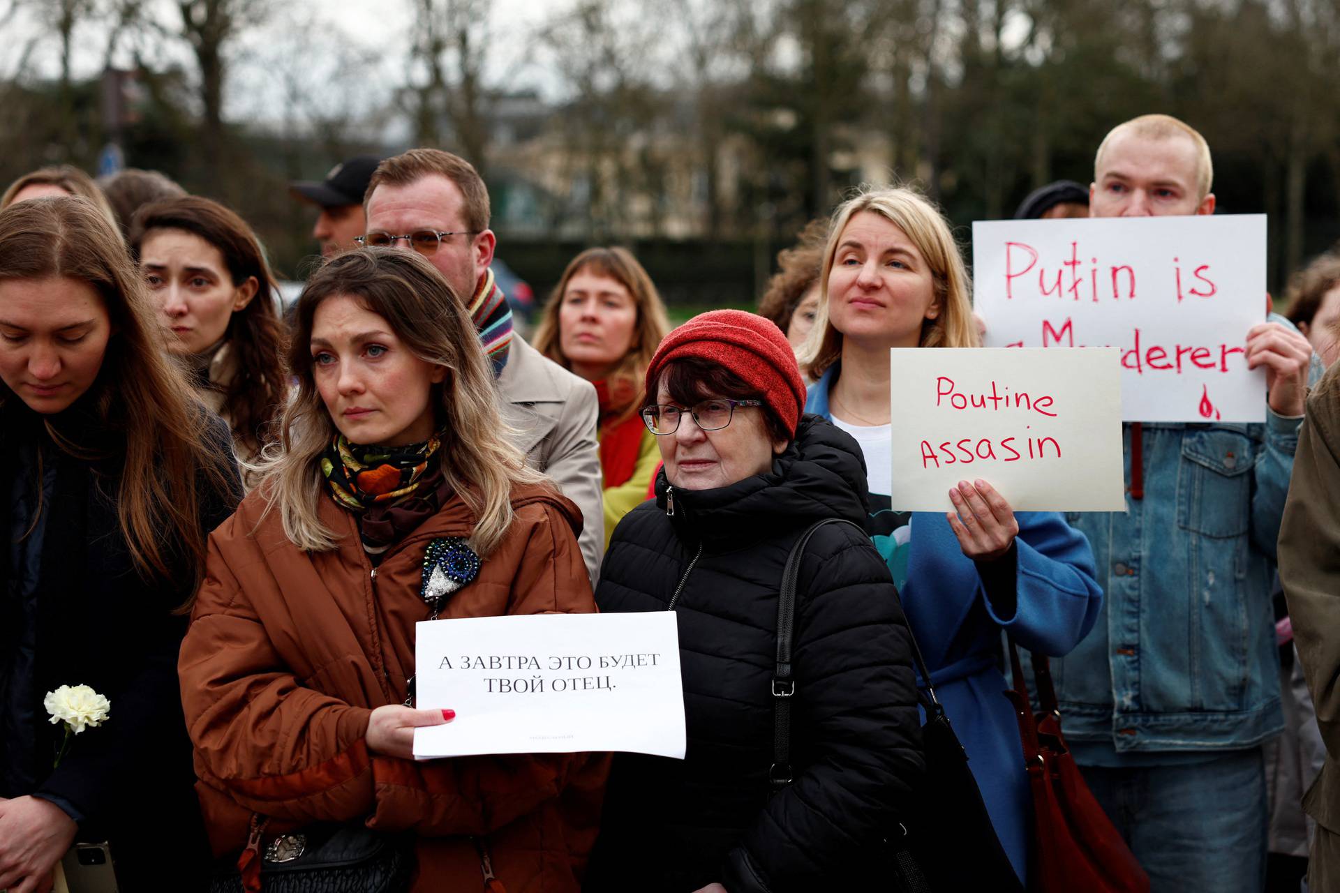 People gather in Paris following the death of Alexei Navalny