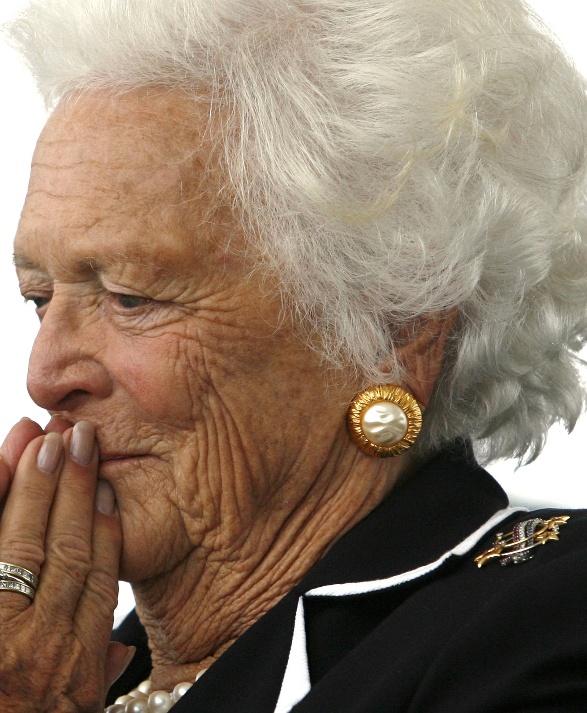 FILE PHOTO: Former first lady Barbara Bush attends the christening ceremony of the USS George H.W. Bush in Virginia