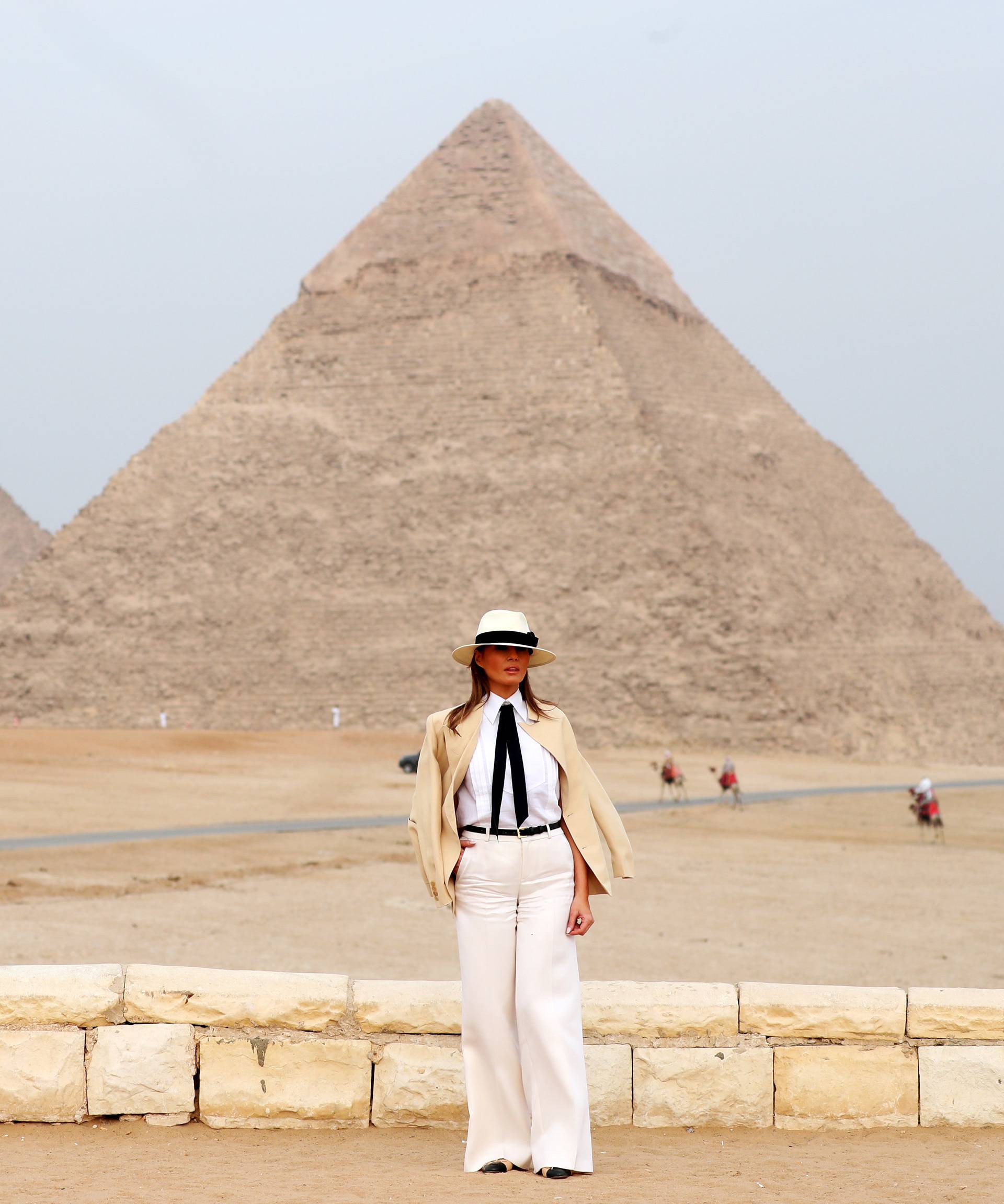 U.S. first lady Melania Trump visits the Pyramids in Cairo