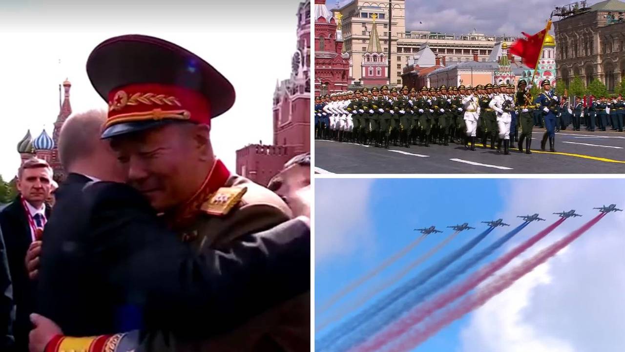 VIDEO Kinezi marširaju, Putin grli Sjevernokorejca, avioni na nebu iscrtali rusku zastavu...