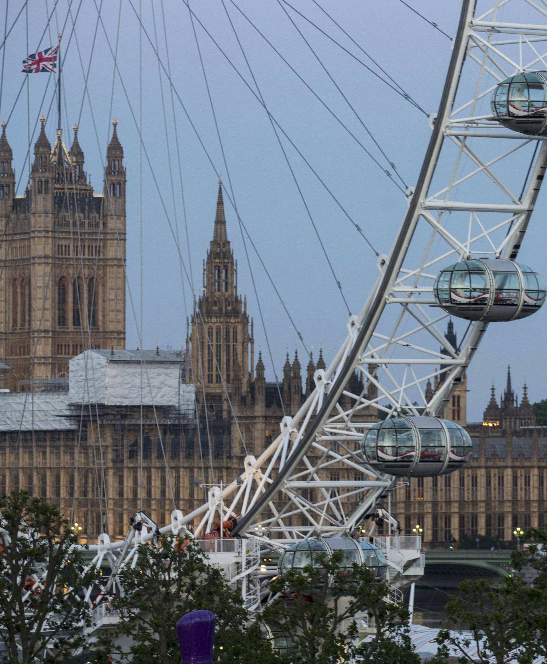 The Houses of Parliament seen from the Royal Festival Hall, in London