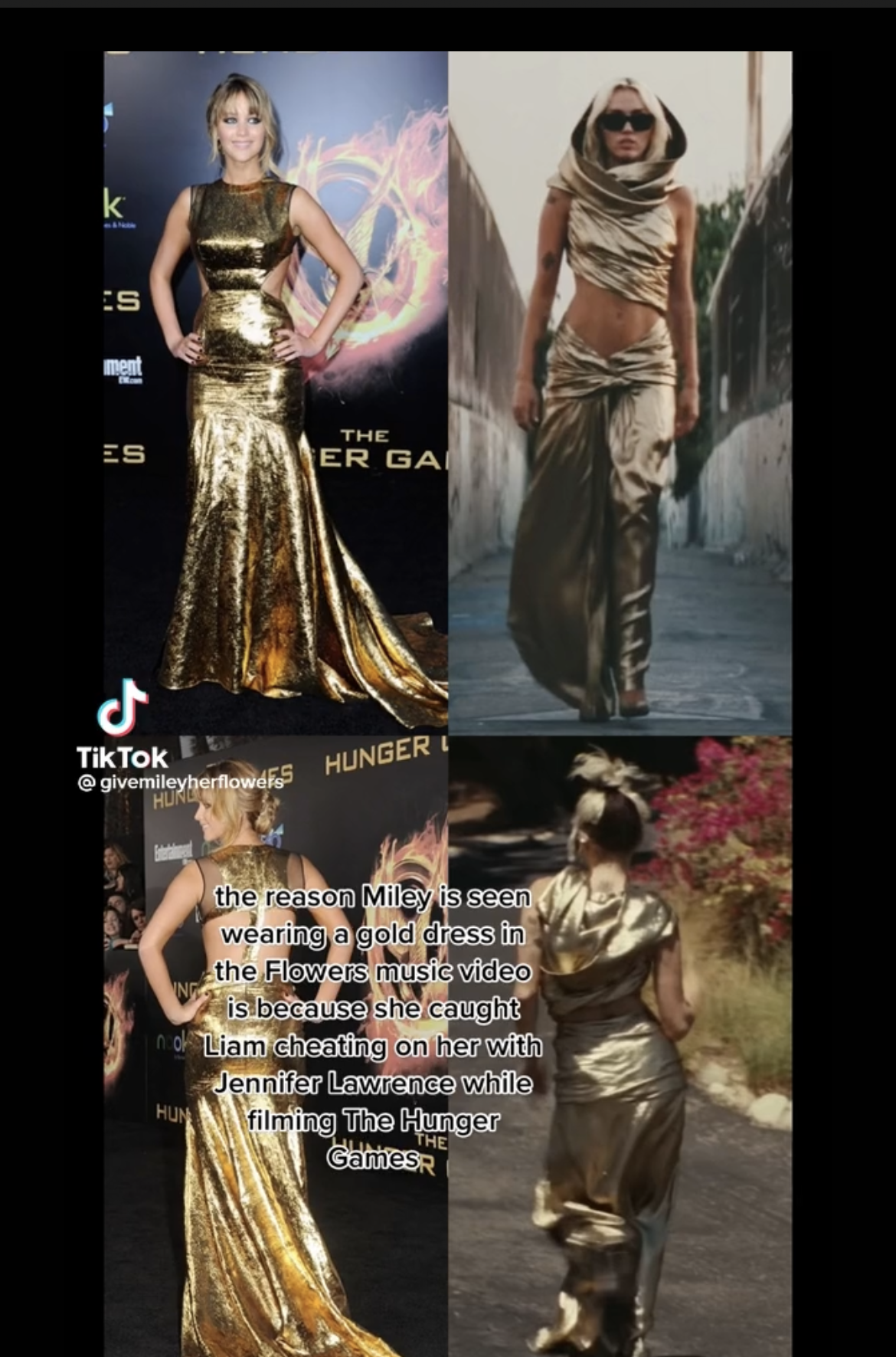Misterij zlatne haljine: Miley je u spotu imitirala Lawrence jer ju je Liam s njome prevario?
