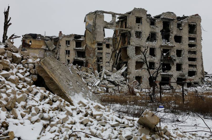 Views of Marinka town destroyed during Russia-Ukraine conflict