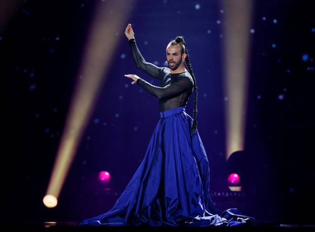 Montenegro's Slavko Kalezic performs with the song "Space" during the Eurovision Song Contest 2017 Semi-Final 1 Dress rehearsal 1 at the International Exhibition Centre in Kiev