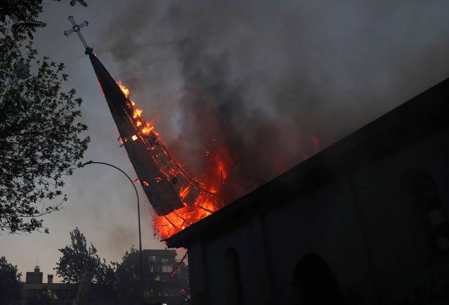 Protest against Chile's government during the one-year anniversary in Santiago of the protests and riots in 2019