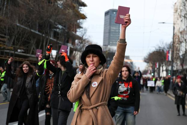 Anti-government protest following the Novi Sad railway station disaster, in Belgrade