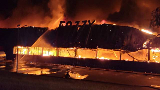 Fire in a supermarket amid Russia's attack on Ukraine, in Odesa