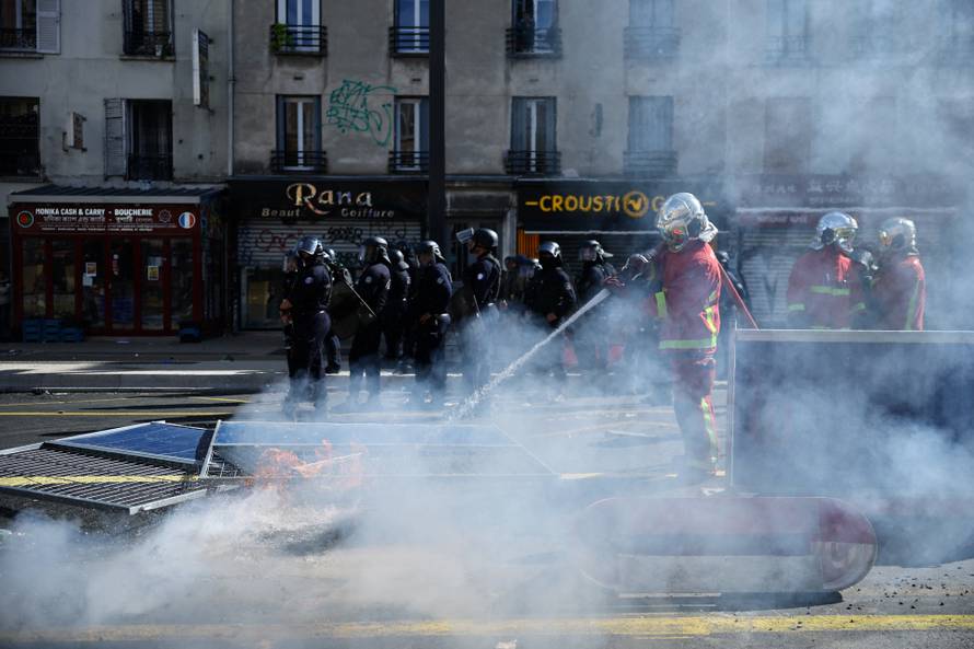 French high school students protest in France