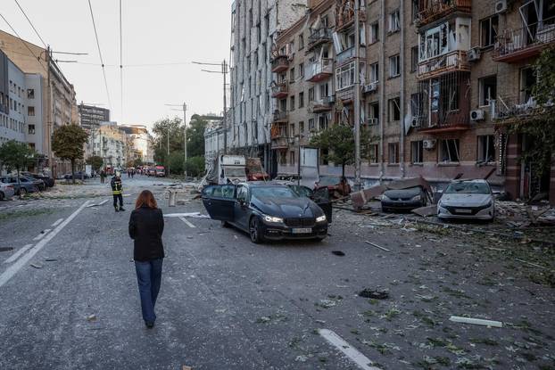 Aftermath of a Russian missile and drone attack in Kyiv
