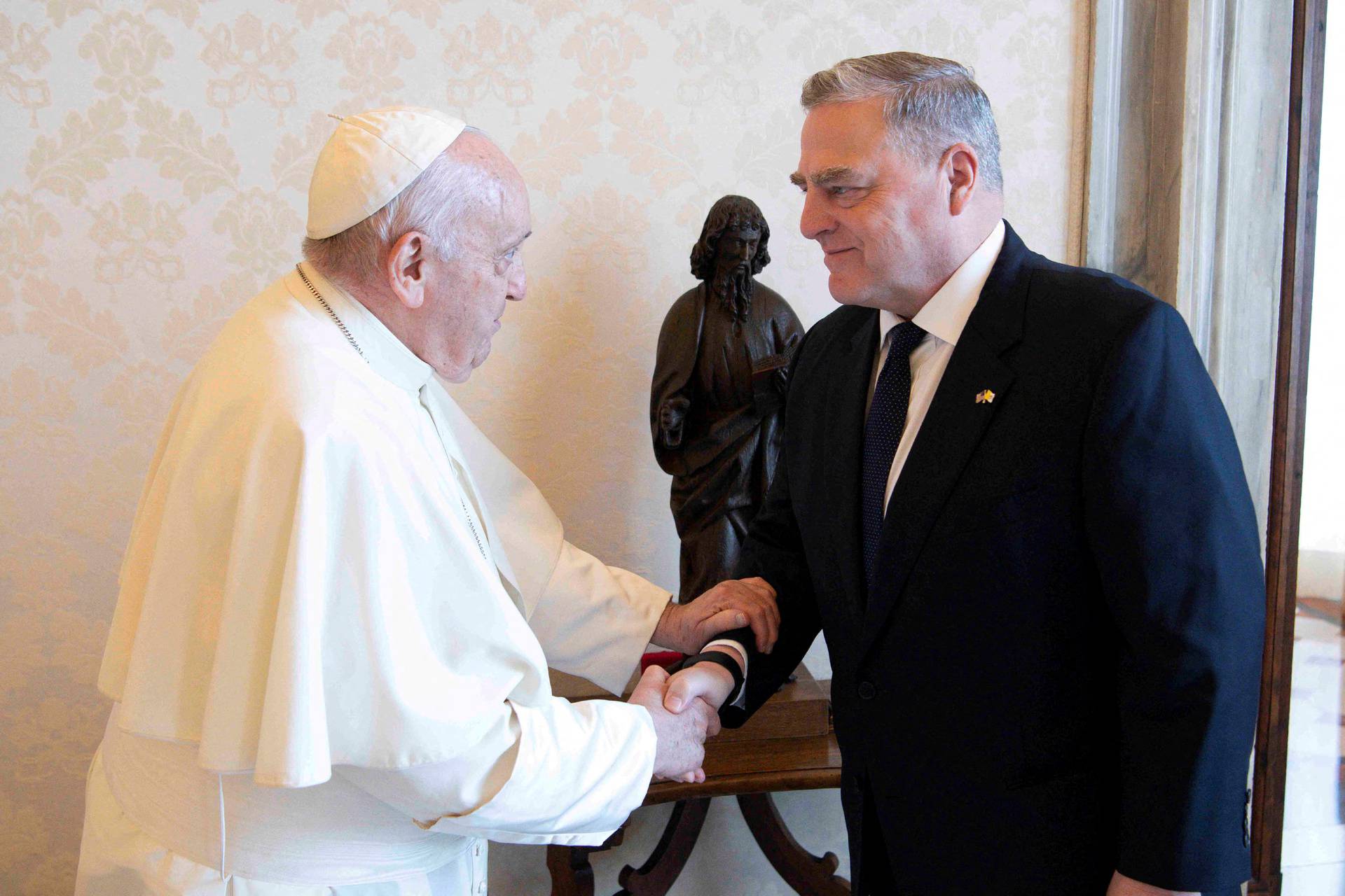 Pope Francis meets with U.S. Chairman of the Joint Chiefs of Staff General Mark A. Milley at the Vatican