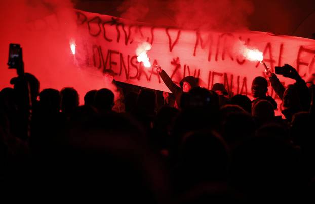 Novo Mesto: Baklje i zviždanje na glavnom trgu, skupina razvukla transparente