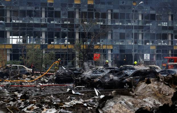 Aftermath of Russian missile and drone attack in Kyiv