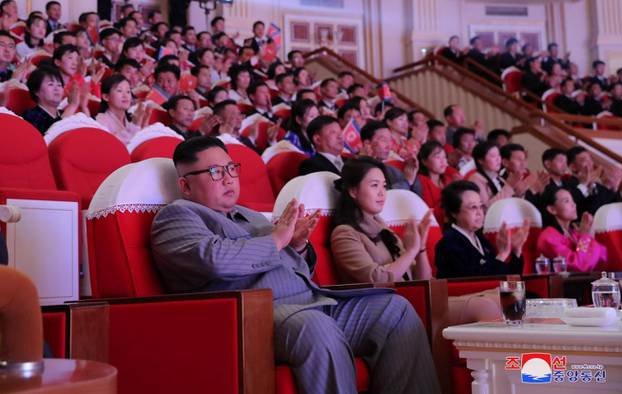 North Korean leader Kim Jong Un watches a performance in Pyongyang