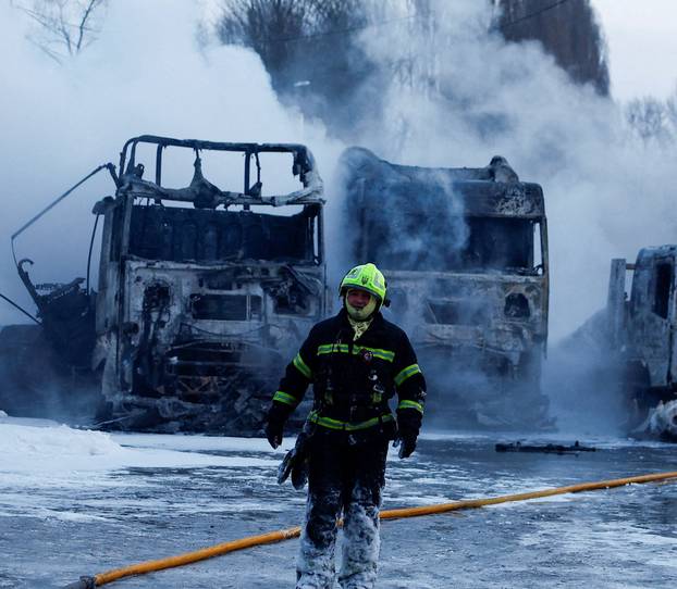 Aftermath of a Russian drone and missile attack in Kyiv