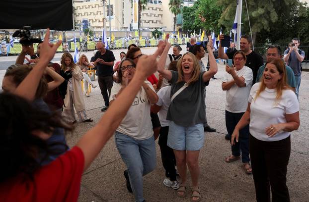 Reactions after Trump announced that Israel and Hamas agreed on the first phase of a Gaza ceasefire, in Tel Aviv