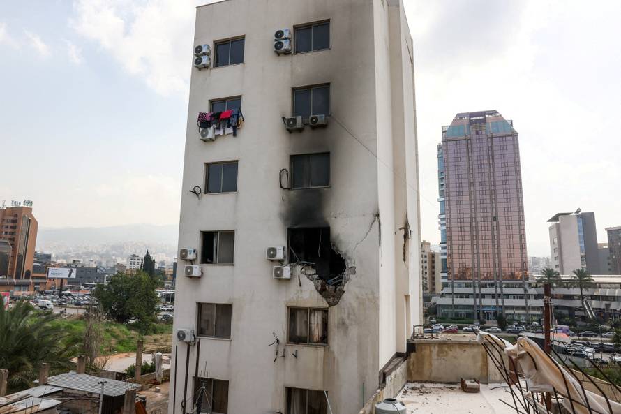 Aftermath of a Israeli drone strike on a residential apartment in Bourj Hammoud