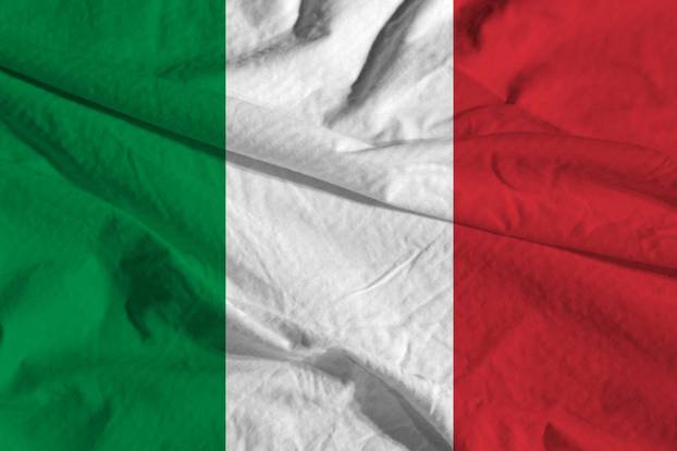 silk national flag of Italy with folds