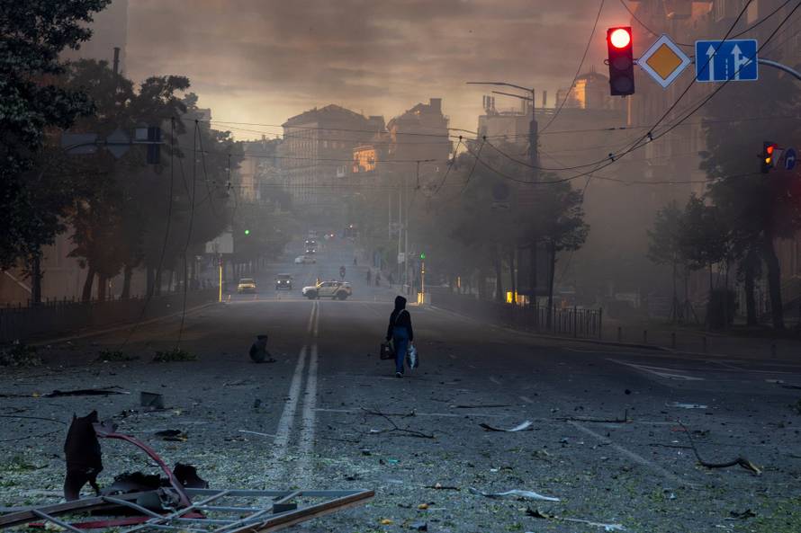 Aftermath of an overnight Russian missile and drone strike, in Kyiv
